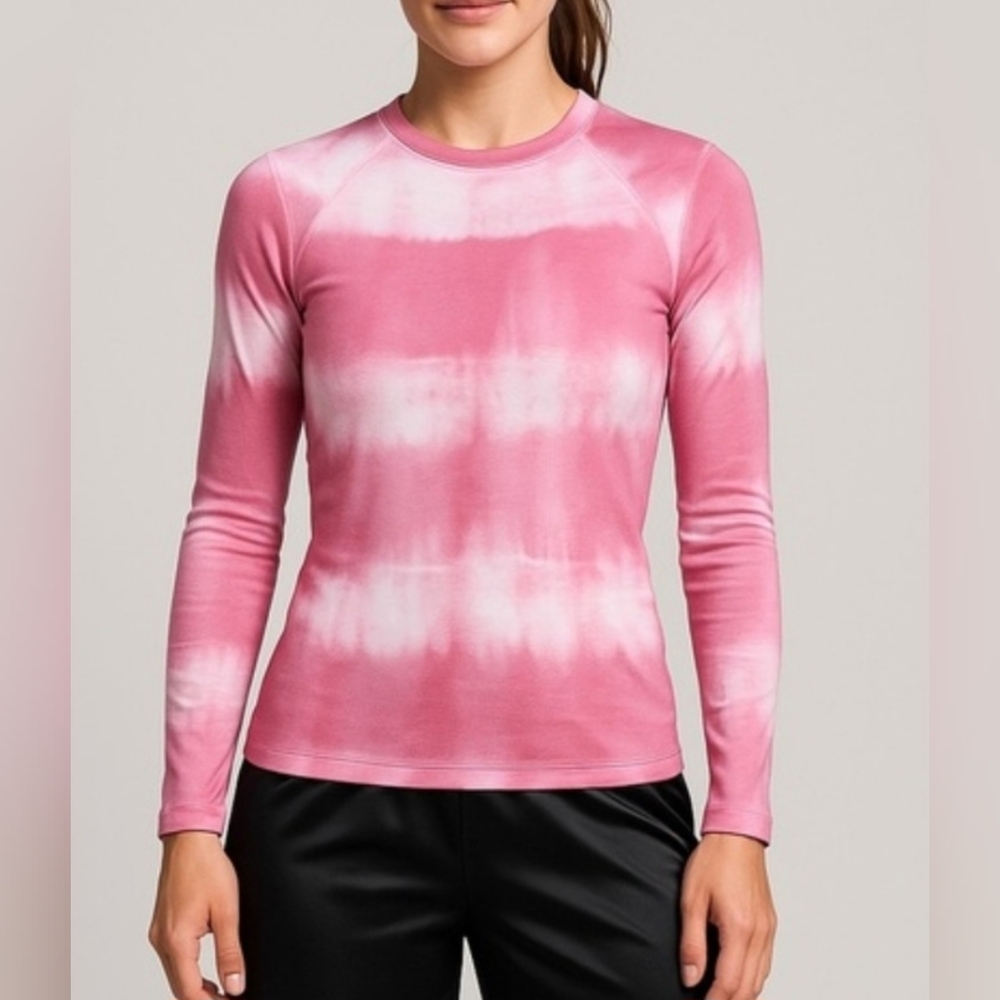 Womens Nike Pro Combat Dri-fit Fitted Pink Tye Dye Long Sleeve Med